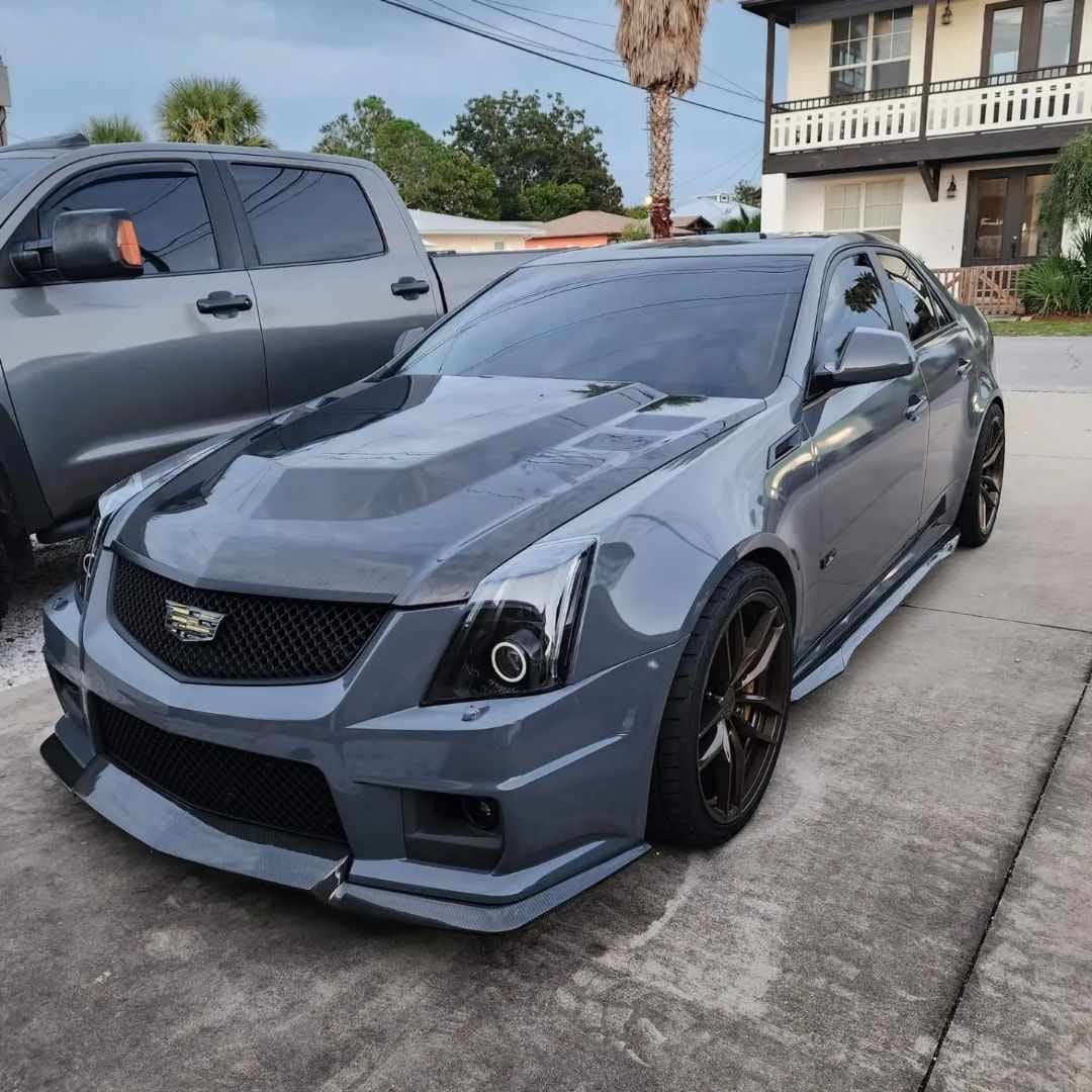 2009-2015 CTS-V V2 - Gloss Black "V3 style" front lip splitter ground effects